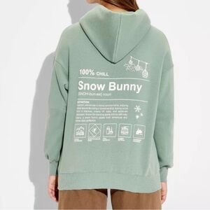 Snow Bunny Graphic Woman's Hoodie - Green